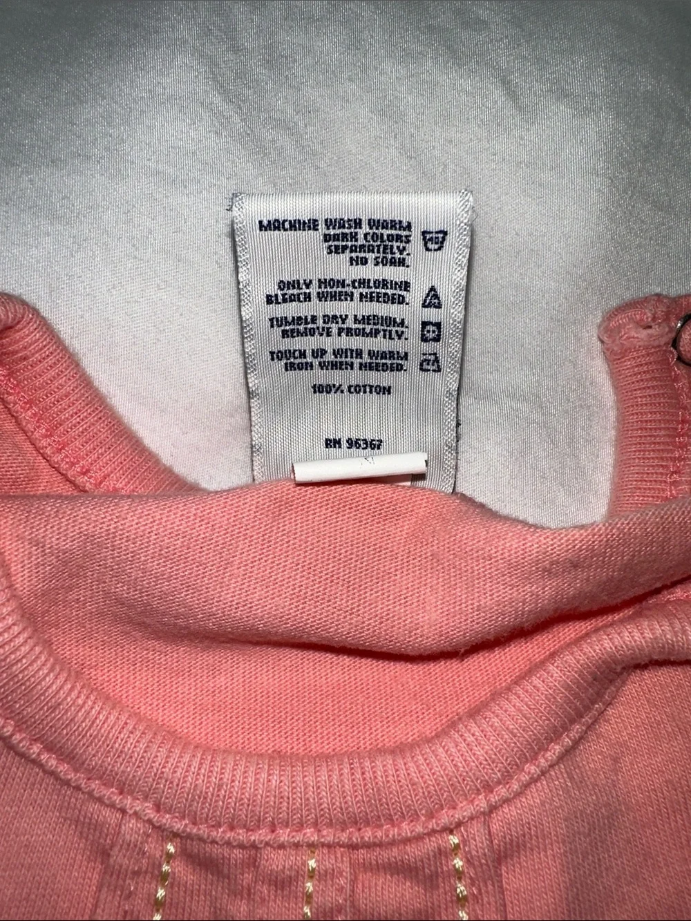 OshKosh B'gosh Coral Pink Short Sleeve Baby Top with Flower Embroidery